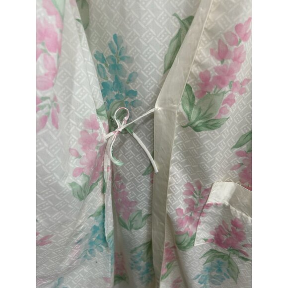 Ashley Ames Vintage Floral Tie Waist Robe Pink Green Sz Small Retro Bohemian - Picture 5 of 10